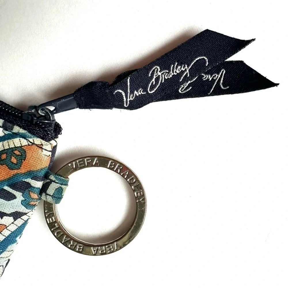 Vera Bradley 2 pieces In the Loop key ring blue orange wristlet strap ID holder